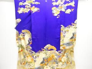 大正ロマン　錦紗鶴に草花模様刺繍五つ紋花嫁衣装振袖